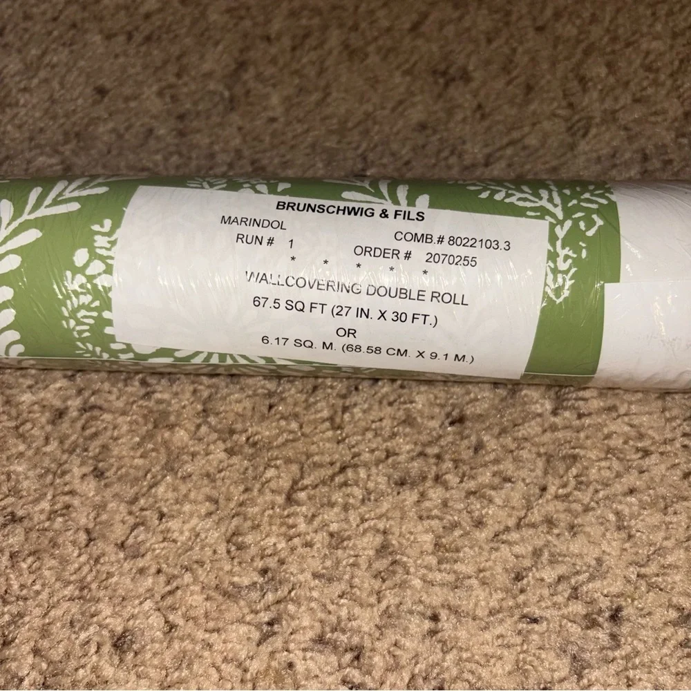 New Anthropologie Brunschwig & Fils Marindol Geometric Wallpaper Moss Green